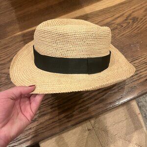 Cuyana Straw Hat with Black Ribbon - Size 57